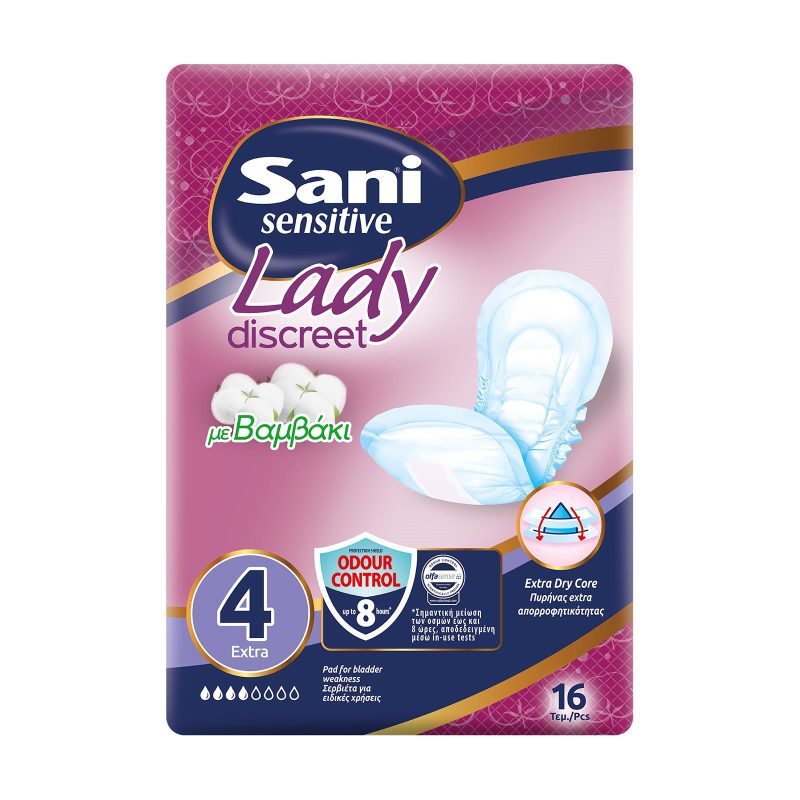 SANI sensitive lady σερβιέτες ειδικών χρήσεων No4 extra 16τεμ – Σερβιέτες Ακράτειας