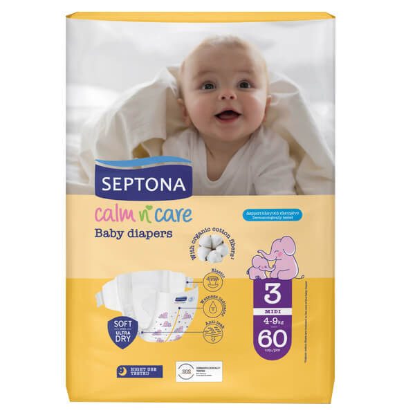 SEPTONA παιδικές πάνες midi No3 4-9kg 60τεμ – Πάνες Μωρού