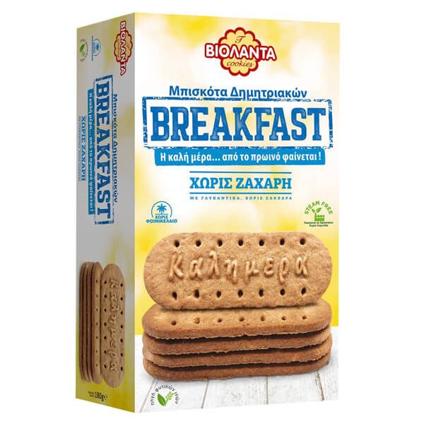 ΒΙΟΛΑΝΤΑ μπισκότα δημητριακών breakfast χωρίς ζάχαρη 180gr – Βιολάντα