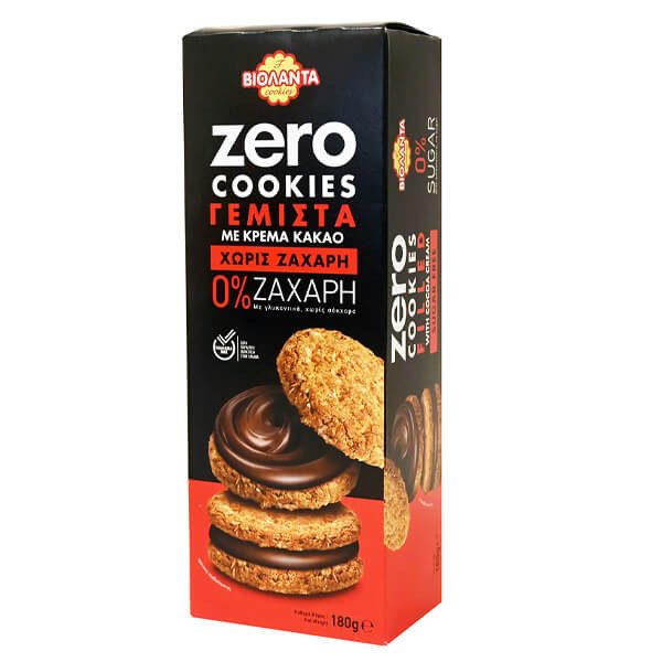 ΒΙΟΛΑΝΤΑ μπισκότα zero cookies με κρέμα σοκολάτας χωρίς ζάχαρη 180gr – Βιολάντα