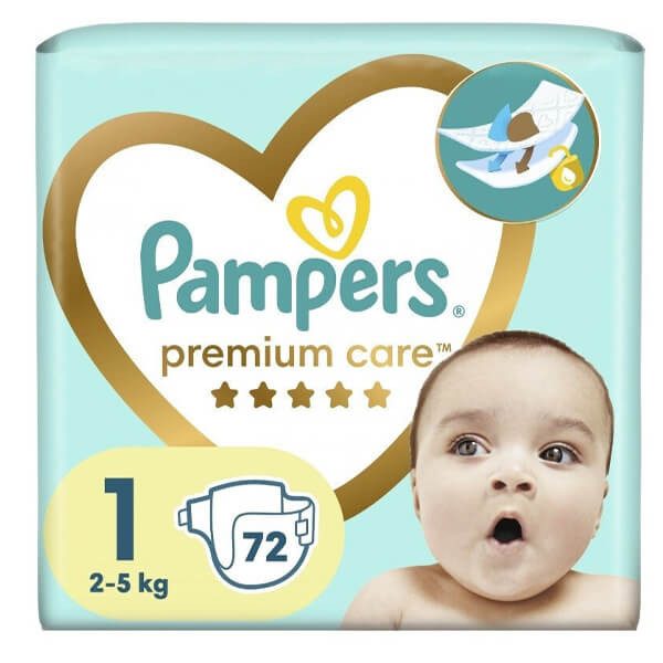 PAMPERS premium care βρεφικές πάνες No1 2-5kg 72τεμ – Πάνες Μωρού