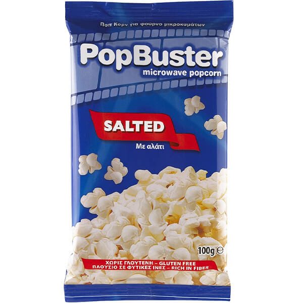 POPBUSTER ποπ κορν με αλάτι για φούρνο μικροκυμάτων 100gr – Γαριδάκια και Ποπ Κορν