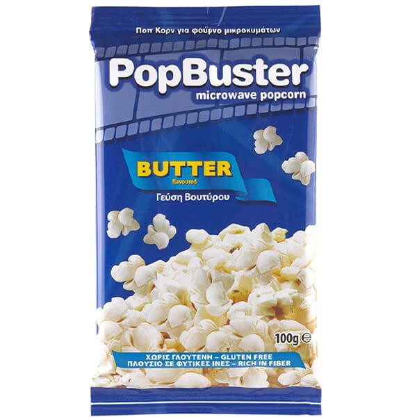 POPBUSTER ποπ κορν με βούτυρο για φούρνο μικροκυμάτων 100gr – Γαριδάκια και Ποπ Κορν