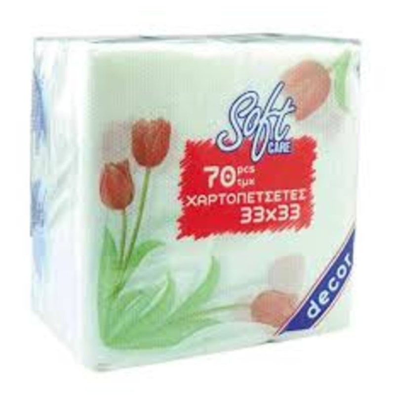 SOFTCARE χαρτοπετσέτες décor 33x33cm 70τεμ
