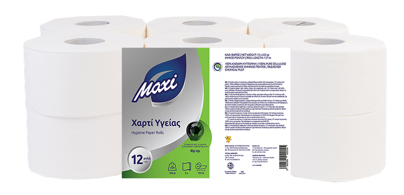 MAXI χαρτί υγείας αυτόματης μηχανής Rip Up 2φυλλο 12x450gr – Χαρτικά (Χονδρική)