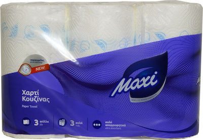 MAXI χαρτί κουζίνας λευκό λείο 3φυλλο 3τεμ – Χαρτιά Κουζίνας
