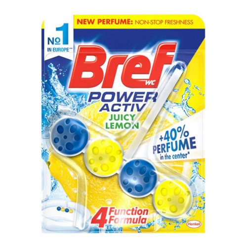BREF μπλοκ WC Power Active Juicy Lemon 51ml – Καθαριστικά Μπάνιου
