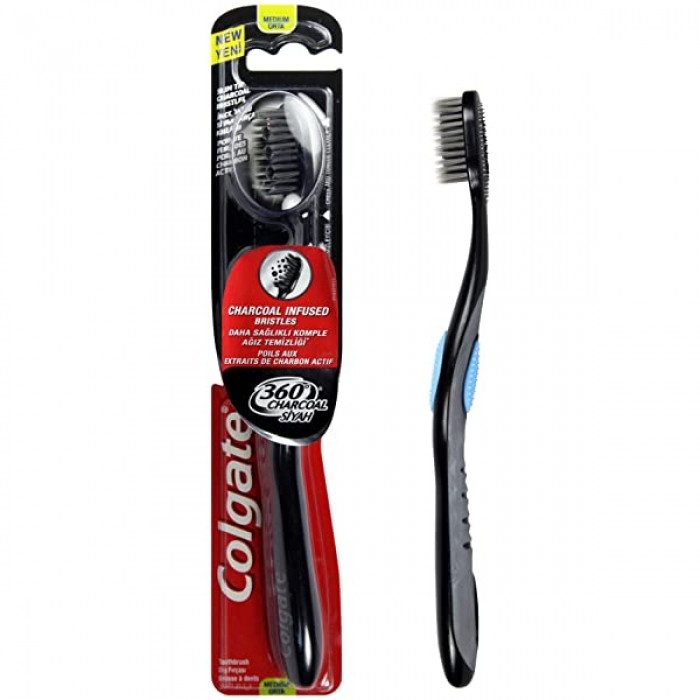 COLGATE οδοντόβουρτσα 360ᵒ Charcoal Black μέτρια 1τεμ – Οδοντόβουρτσες Απλές