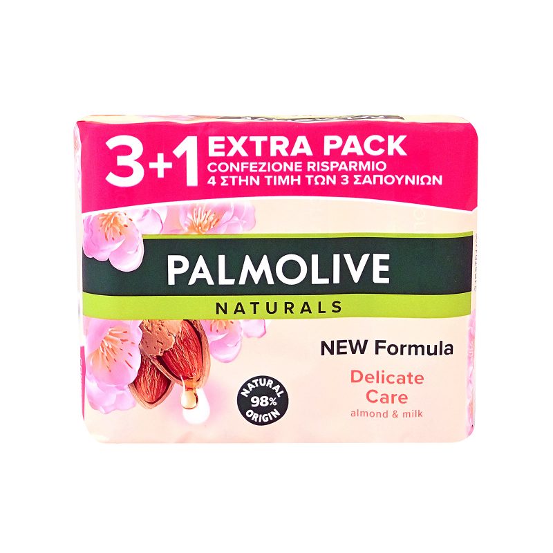 PALMOLIVE σαπούνι naturals με γάλα και αμύγδαλο 4x90gr – Προϊόντα Καθαρισμού Σώματος