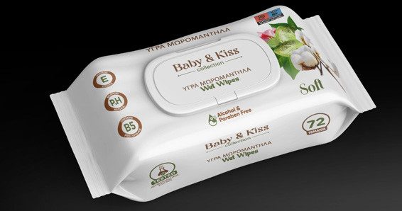BABY και KISS μωρομάντηλα με καπάκι Soft 72τεμ