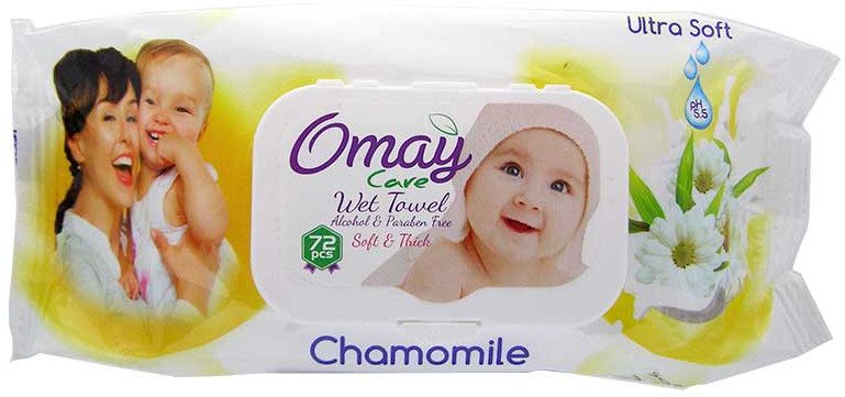 OMAY μωρομάντηλα με καπάκι Χαμομήλι 72τεμ