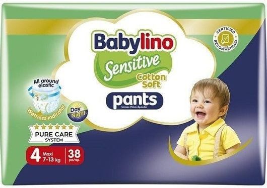 BABYLINO πάνες βρακάκι Sensitive No4 7-13kg 38τεμ – Πάνες Μωρού