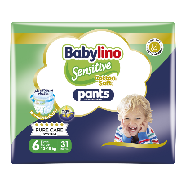 BABYLINO πάνες βρακάκι Sensitive No6 13-18kg 31τεμ – Πάνες Μωρού