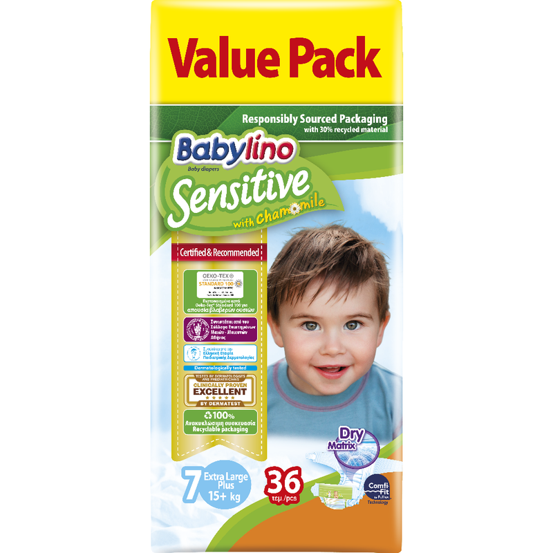 BABYLINO πάνες Sensitive extra large plus No7 15+kg 36τεμ – Πάνες Μωρού