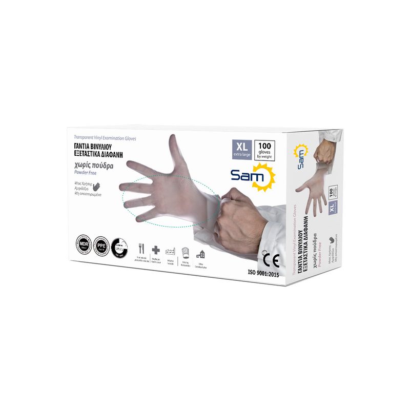 MOPATEX Sam γάντια βινυλίου εξεταστικά λευκά extra large 100τεμ – Γάντια μιας Χρήσης