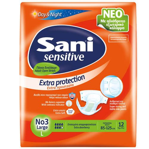 SANI sensitive πάνες ακράτειας No3 large 12τεμ – Πάνες και Βρακάκια Ακράτειας