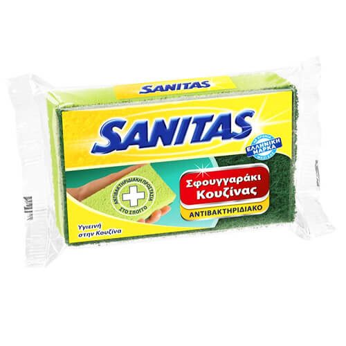 SANITAS σφουγγαράκι κουζίνας αντιβακτηριδιακό 1τεμ – Σφουγγάρια Κουζίνας
