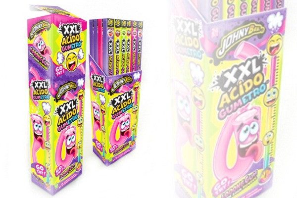 JOHNY BEE μαστίχες xxl με ξινή σκόνη στη μέση 24x70gr – Καραμέλες, Γλειφιτζούρια και Τσίχλες