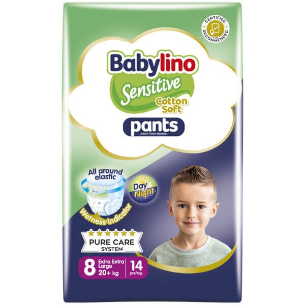BABYLINO πάνες βρακάκι Sensitive No8 20+kg 14τεμ – Πάνες Μωρού
