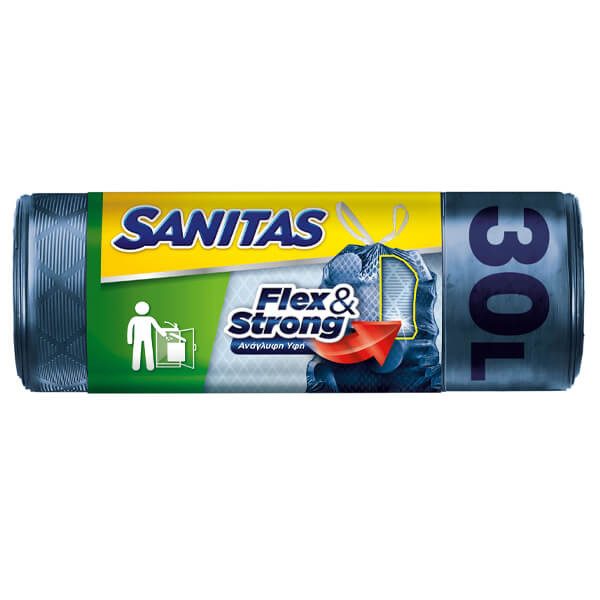 SANITAS σακούλες απορριμμάτων flex και strong 50x55cm 30lt 10τεμ