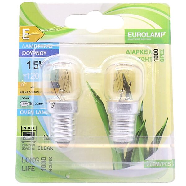EUROLAMP λάμπα φούρνου 15W E14 220-240V 2τεμ – Λάμπες Ειδικών Χρήσεων