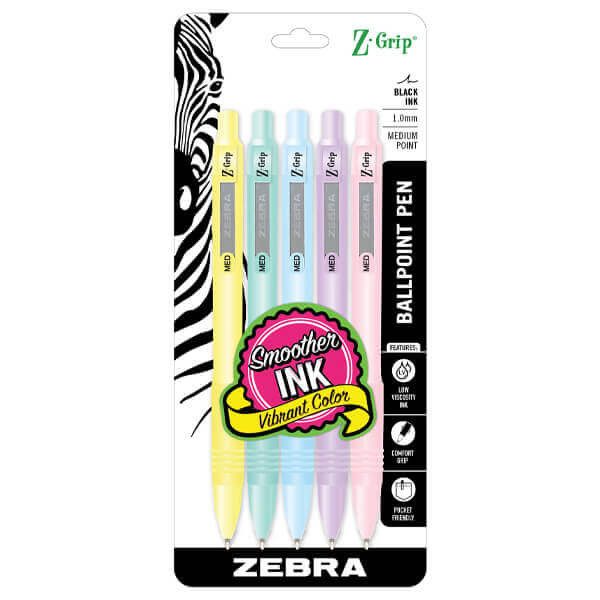 ZEBRA στυλό z-grip pastel 5τεμ
