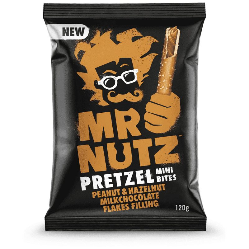 MR. NUTZ κράκερ mini pretzel με γέμιση σοκολάτας 120gr – Αλμυρά Snacks