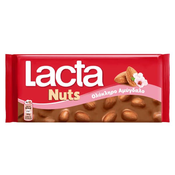 LACTA σοκολάτα γάλακτος με ολόκληρα αμύγδαλα 100gr – Σοκολάτες
