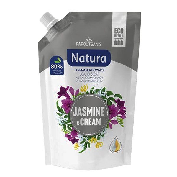 ΠΑΠΟΥΤΣΑΝΗΣ Natura κρεμοσάπουνο σακούλα jasmine και cream 500ml – Παπουτσάνης – Προϊόντα Καθαρισμού Σώματος