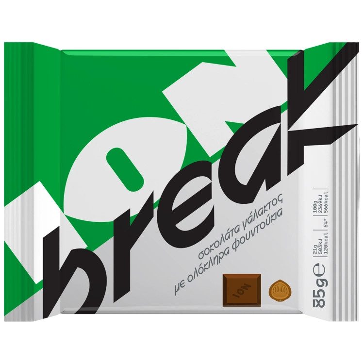 ΙΟΝ Break σοκολάτα γάλακτος με φουντούκια 85gr – Σοκολάτες