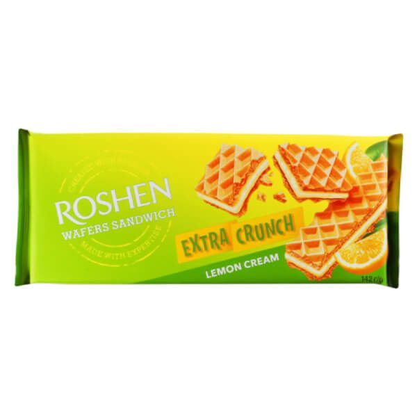 ROSHEN γκοφρέτα wafers sandwich thin με λεμόνι 142gr – Σοκολάτες