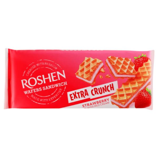 ROSHEN γκοφρέτα wafers sandwich thin με φράουλα 142gr – Σοκολάτες