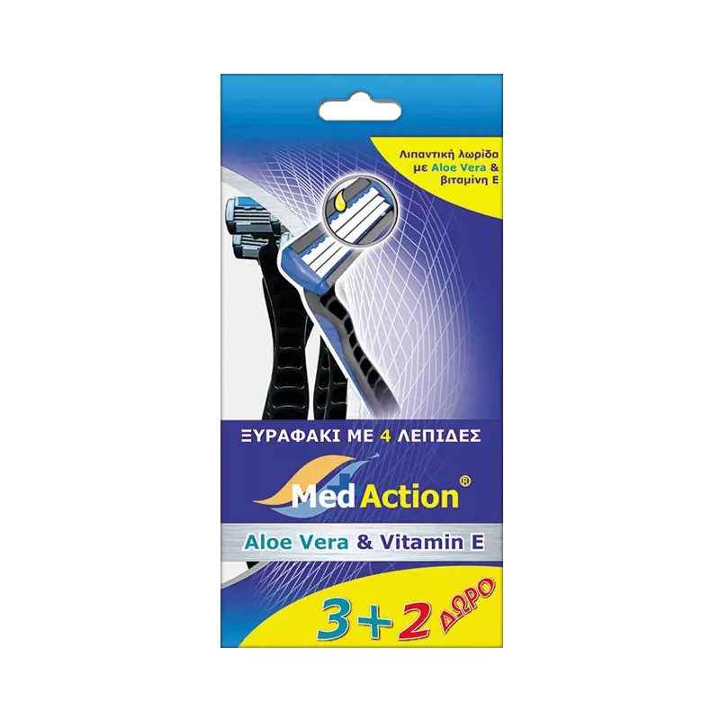ΓΙΦΑ Med Action ξυραφάκια μαύρα 4 λεπίδων 5τεμ – Γίφα