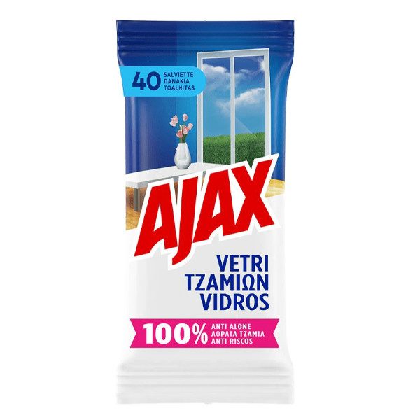 AJAX υγρά πανάκια καθαρισμού για τζάμια 40τεμ – Καθαριστικά Επιφανειών