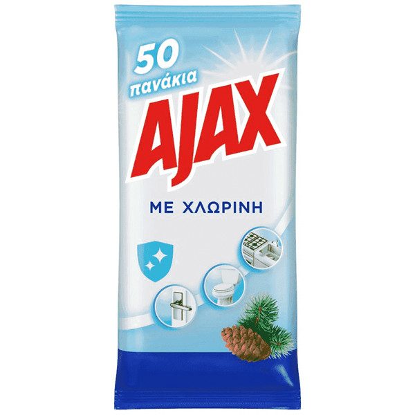 AJAX υγρά πανάκια καθαρισμού με χλωρίνη 50τεμ – Καθαριστικά Επιφανειών
