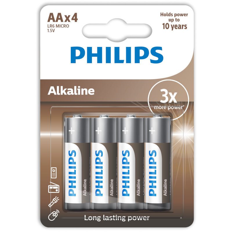 PHILIPS μπαταρία αλκαλική AA 4τεμ – Αλκαλικές Μπαταρίες