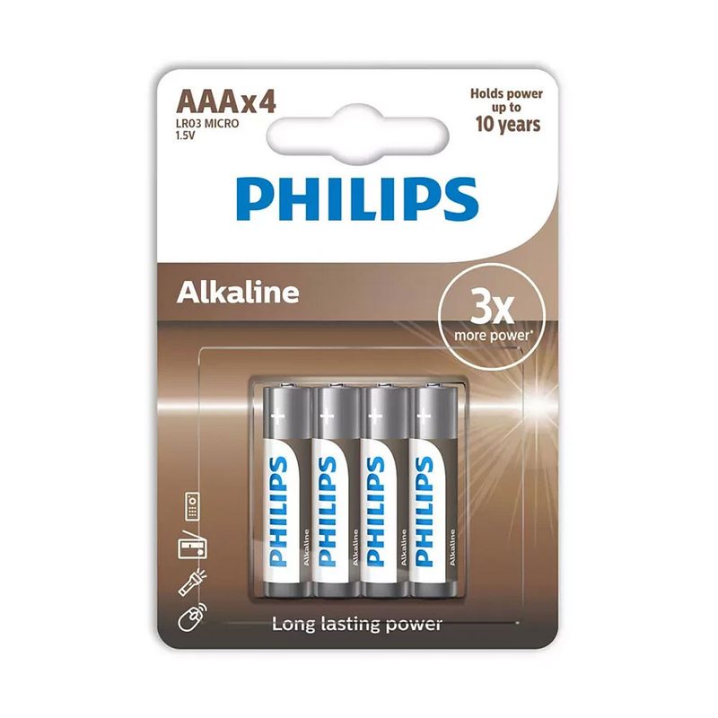 PHILIPS μπαταρία αλκαλική AAA 4τεμ – Αλκαλικές Μπαταρίες
