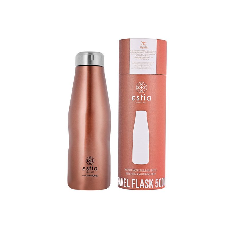 ESTIA travel flask μπουκάλι θερμός ανοξείδωτος BPA Free rose gold 500ml