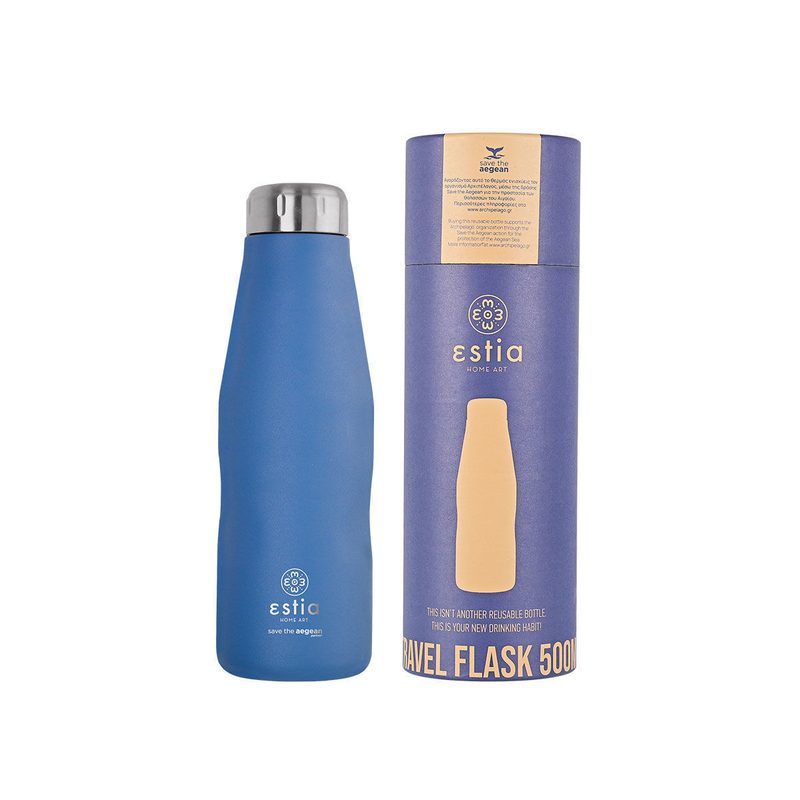 ESTIA travel flask μπουκάλι θερμός ανοξείδωτος BPA Free denim blue 500ml