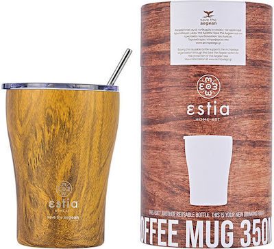 ESTIA coffee mug ποτήρι θερμός ανοξείδωτο BPA Free με καλαμάκι free sekoya 350ml