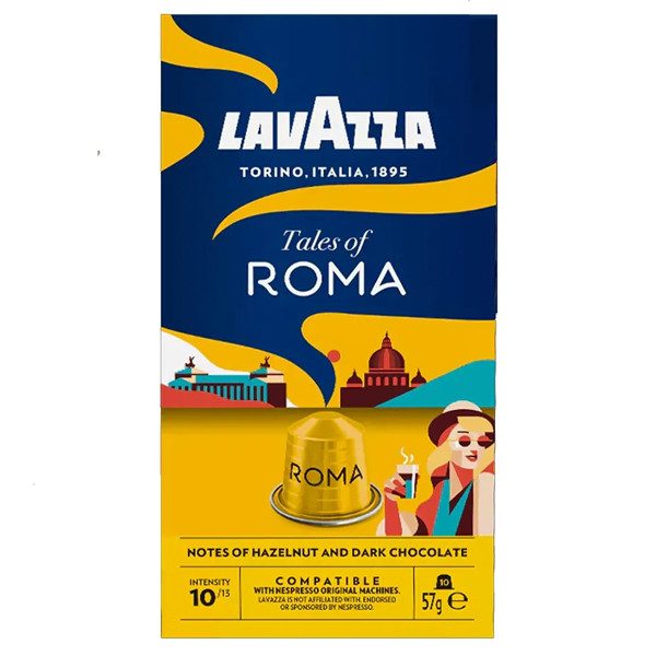 LAVAZZA καφές espresso Roma σε κάψουλες συμβατές με μηχανές Nespresso 10τεμ – Κάψουλες Καφέ και Ροφημάτων