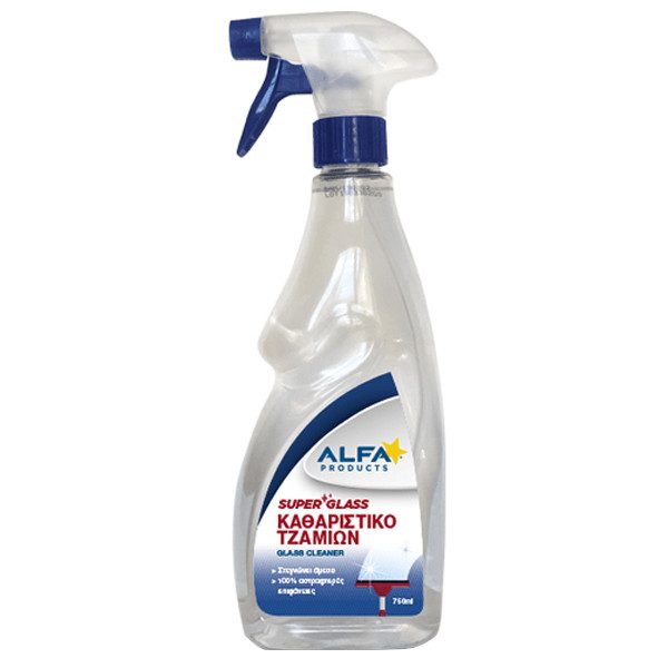 ALFA υγρό καθαριστικό τζαμιών με αντλία super glass 750ml – Alfa Products – Καθαριστικά Επιφανειών