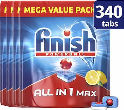 FINISH ταμπλέτες πλυντηρίου πιάτων powerball λεμόνι 4x85τεμ – Απορρυπαντικά Πλυντηρίου Πιάτων
