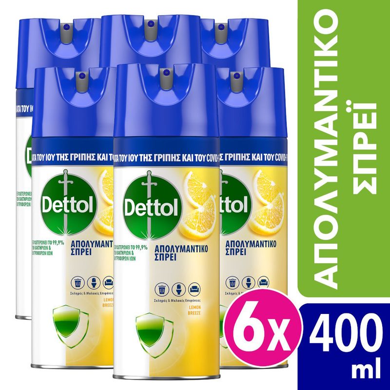 DETTOL υγρό απολυμαντικό spray all in one lemon breeze 6x400ml – Καθαριστικά Επιφανειών