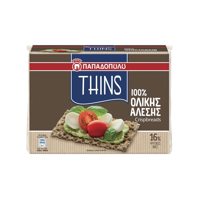 ΠΑΠΑΔΟΠΟΥΛΟΥ φρυγανιές thins ολικής άλεσης 250gr – Παπαδοπούλου – Αρτοσκευάσματα