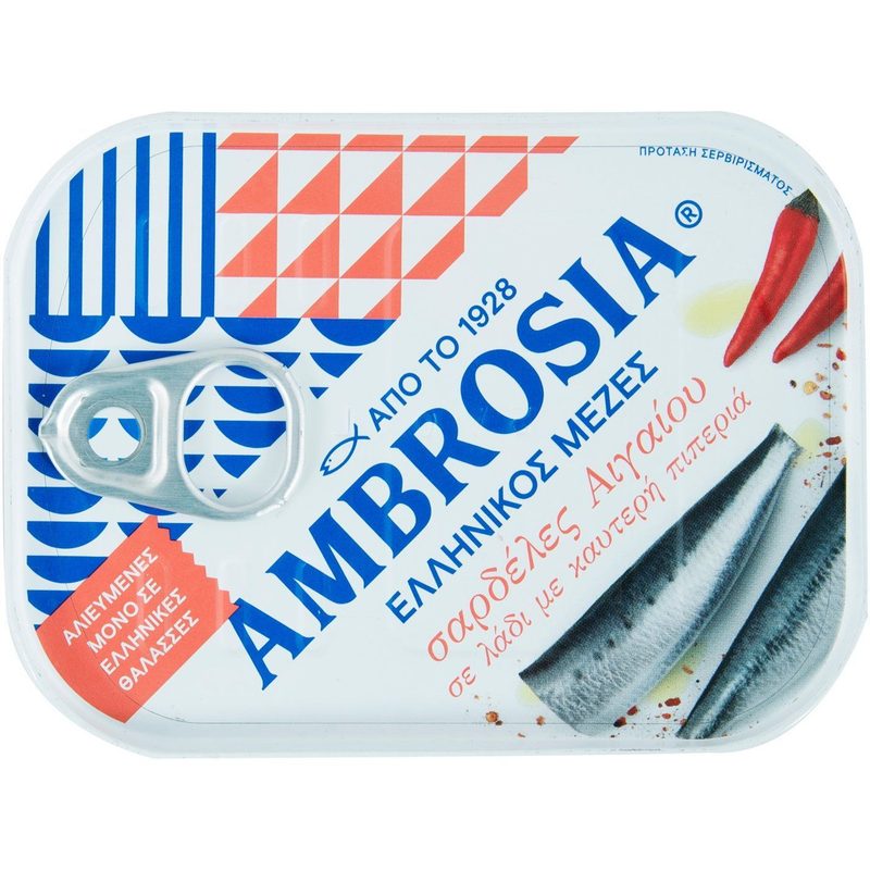 AMBROSIA σαρδέλες πικάντικες 100gr – Τρόφιμα Μακράς Συντήρησης