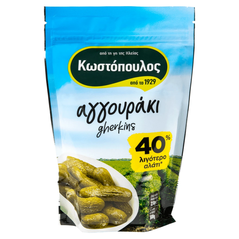 ΚΩΣΤΟΠΟΥΛΟΣ αγγουράκι με 40% λιγότερο αλάτι 250gr – Κωστόπουλος – Τρόφιμα Μακράς Συντήρησης