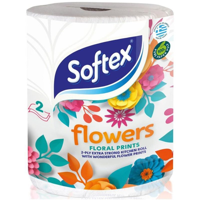 SOFTEX χαρτί κουζίνας flowers 2φυλλο 600gr – Χαρτιά Κουζίνας
