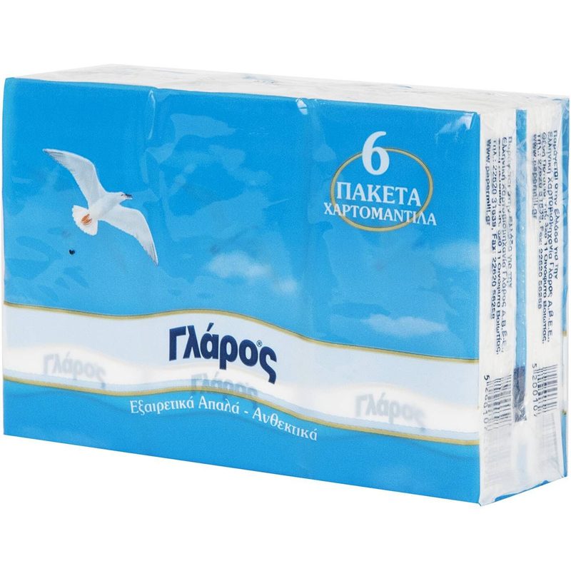 ΓΛΑΡΟΣ χαρτομάντηλα τσέπης 6τεμ – Γλάρος
