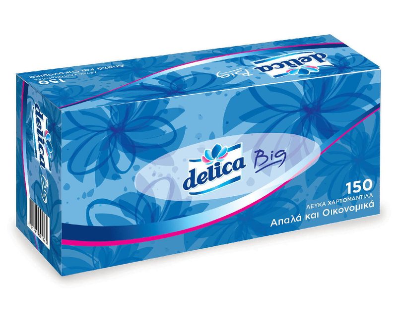DELICA χαρτομάντηλα αυτοκινήτου big λευκά 150τεμ